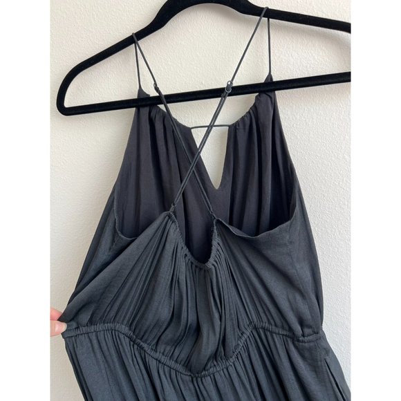 Black Satin Formal Wedding Guest with Drawcord and Cutout Neckline size Large - Picture 8 of 16